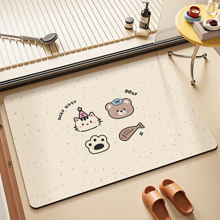 Diatom mud bathroom quick-drying floor mat bathroom door absorbent non-slip foot mat toilet anti-fall carpet kitty meow 40x60cm upgraded and thickened