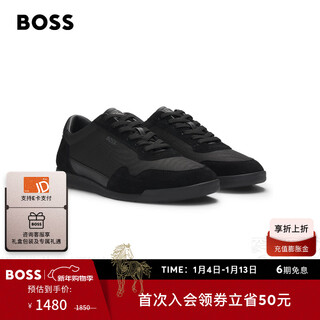 Hugo boss boss new year's gift men's mixed material lace-up sneakers ttnm sl lightweight version 005-black 39