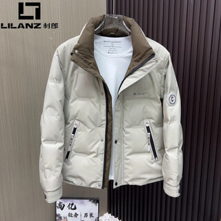 Lilanz мужской пуховик с воротником-стойкой, зима 2025, новинка, утолщенный, легкий, роскошный, элитный, повседневная куртка на белом утином пуху, свитер на пуху, 3313, бежевый, l