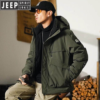 Jeep jeep parker down jacket men's warm winter 2026 new thickened outdoor workwear jacket men's green xl recommended 145-160 jin jin equals 0.5 kg