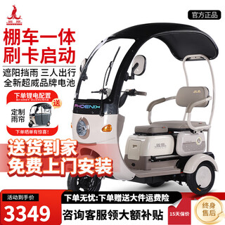 Phoenix (phoenix) fengluan electric tricycle household small electric motorcycle adult battery car three-wheel leisure electric car with children 600w + 48v12a lead-acid + battery life about 20 kilometers