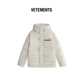 VETEMENTS经典款 75D北欧棉大LOGO印花羽绒服男女士90白鸭绒冬季外套 白垩色 M