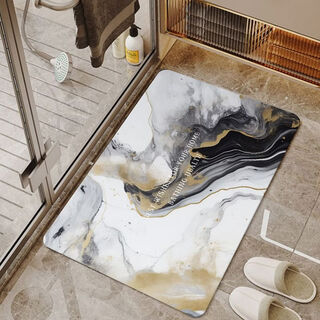 Fantasy diatom mud soft floor mat bathroom bathroom door mat quick-absorbing quick-drying anti-slip door mat kitchen household absorbent mat black gold cloud 50x80 cm