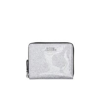 Marc jacobs women's wallet with cash slot design, coin compartment, back zipper pocket, glitter finish, white, one size fits all