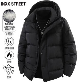 Inxx (inxx) inxx street chaqueta cálida y sencilla de moda para hombre, repelente al agua, impermeable, con cierre de temperatura, chaqueta versátil con capucha, negro m recomendado 95-115jin jin equivale a 0,5 kg