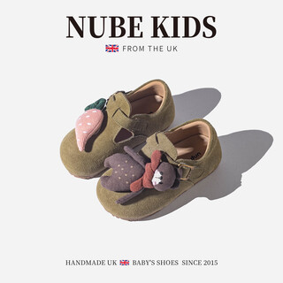 Nubekids girls' shoes new genuine leather spring and autumn boy baby cartoon fashion children's toddler birkenstock shoes butter green genuine leather model 22 inner length 14.5cm recommended foot length about 13.5cm