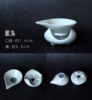 Pick-up cat tea drain filter tea filter tea filter ruzhou ru kiln origin ru porcelain handmade agate glaze jade green glaze water drop tea drain nylon mesh tea drain