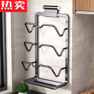 Tuojin new pot lid perforated cutting board free kitchen shelves shelf multi-function placer wall mount pot lid rack upgrade pot lid rack upgraded - elegant black three layers