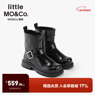 Little mo&co.little moco children's clothing 25 winter clothing new casual boots for boys and girls low-cut boots sweet and cool shoes black 28 inner length 19cm