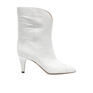 Isabel marant women's short boots are comfortable, lightweight, non-slip, breathable, white stitching design, slip-on cowhide upper, commuting, white 36