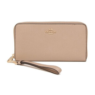 Coach zip around zippered opening sandwich zipper bag long leather clutch wallet women's breast default basic pack (bag + dust bag)