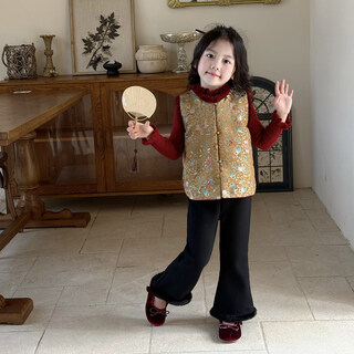 Black velvet pants for girls autumn and winter 2025 new children's super good-looking bell pants for baby girls warm and thickened trousers vest + pants cm height 83cm cm weight 1824g 90