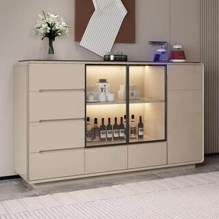 Shengjiang liangcai tea bar machine integrated cabinet smart home living room light luxury multi-functional water dispenser wall sideboard tea cabinet wine cabinet 160 wide 38 thick 95 high (cream white) warm