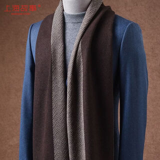 Shanghai story wool scarf men's winter new style fashion plaid warm thickened scarf birthday gift brown
