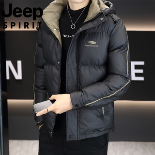 Jeep international brand men's cotton clothes winter thickened 2025 new warm cotton clothes short cotton jackets 1613 black l recommended 90-105jin jin equals 0.5kg