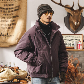 Jay leno american retro 90 white duck down warm cold down jacket men's winter short loose trendy brand thickened warm jacket men purple m suitable for 100-125 jin jin equals 0.5 kg