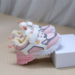 G.duck little yellow duck plus velvet boys' sports shoes autumn and winter new children's large cotton shoes casual warm dad shoes soft sole pink 812jh 24 145mm inner length 14.5cm