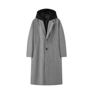 Golfcross fake two-piece simple versatile hooded windbreaker silhouette long coat for men and women, light gray m