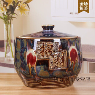 Ouoety jingdezhen installed rice barrel rice cylinder ceramic cylinder with cover for household use 20 jin jin is equal to 0.5 kg 30 jin jin is equal to 0.5 kg 50 jin jin is equal to 0.5 kg large water tank moisture-proof oil cylinder type 1 cornucopia to attract wealth and treasure 20 jin jin is equal to 0.5 kg one side brings wealth and one side brings treasure