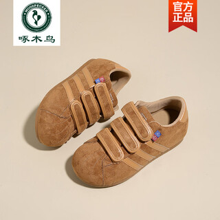 Woodpecker versatile niche red velcro bread shoes women's 2025 new soft sole inner height casual shoes fashion jogging shoes camel 34