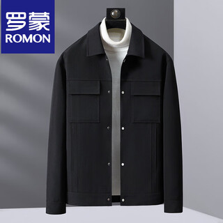 Romon light luxury short workwear down jacket men's business winter lapel jacket version white duck down warm men's jacket black 3xl