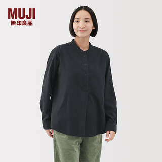 Muji women's flannel stand collar long sleeve blouse women's plaid shirt shirt women's 25 winter bc2ohc5a dark navy s (155/80a)