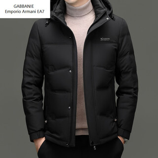 Emporio armani ea7 armani 2026 winter new solid color men's casual short down jacket thickened warm hooded middle-aged jacket black 2xl 185