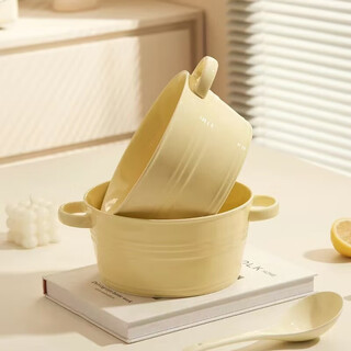 Tuojin yeyu nai huhu large capacity ceramic instant noodle bowl household ins style snail noodle bowl with spoon 1.4l petal shaped soup large capacity 10 inch soup bowl 2010ml