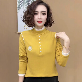 Fashionable and light luxury new color-blocked half turtleneck bottoming shirt high-end fashion white winter warm women's top white xl recommended 105-120jin jin equals 0.5 kg