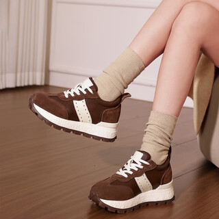 Iqxx increased 8cm thick-soled forrest shoes for women 2026 spring and autumn new lightweight soft-soled sports and casual shoes retro moral training shoes brown single 35