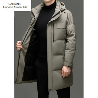 Emporio armani ea7 armani men's removable hood mid-length down jacket winter new thickened trendy casual hooded warm 90 khaki-98822 xl 180