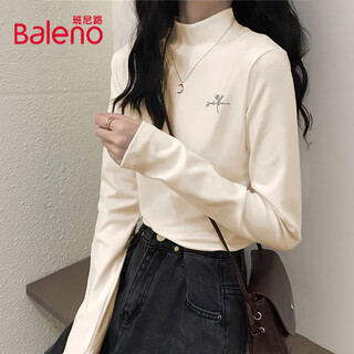 Baleno half turtle collar thin velvet bottoming top for women 2025 winter soft and skin friendly warm locking casual fashion long sleeve top