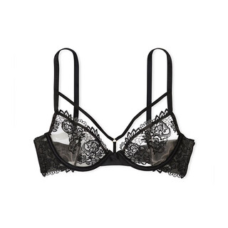 Victoria's secret thin mesh lace embroidered bra women's black black 4xl 36b