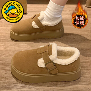 G.duck little yellow duck girls' cotton shoes 2025 winter new children's velvet warm birkenstock shoes for girls style princess loft khaki main image model/high 35 high quality/ready stock in seconds