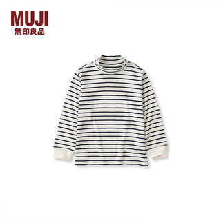 Muji big children's fleece turtleneck long-sleeved t-shirt children's bottoming shirt autumn clothes children's 25-year winter cb1p8a5a navy blue stripes 150/76a