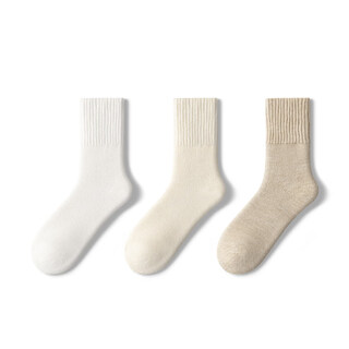 Pami socks women's autumn and winter thickened velvet warm mid-calf socks white winter 2025 new women's confinement socks cotton thermal socks set a - pack 3 pairs one size fits all (suitable for sizes 36-39)