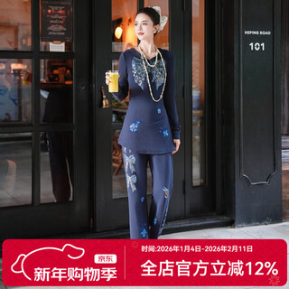 Tch light luxury trendy brand early autumn fashion bow hot diamond slimming and versatile temperament suit for women t75c07e1018 blue m 95-115jin jin equals 0.5 kg
