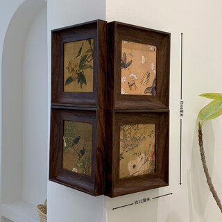 Chinese retro zen solid wood dried flower vase decorations living room tea room tea table flower wood decorative decorations new chinese style set of 4 as shown (free velcro)