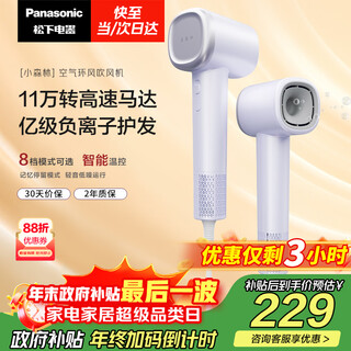 Panasonic's state-subsidized high-speed hair dryer, quick-drying negative ion hair dryer for home use, does not hurt, sends girlfriend new year's gift, small forest glow purple eh-ne6l