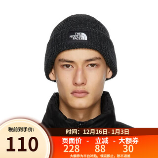 The north face the north face american version of the logo men's and women's warm woolen hat salty beanie jk3-black one size