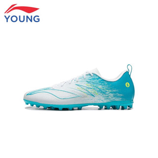 Li ning (li-ning) sports football shoes jiying 4team youth football shoes men's and women's tf nail competition training lawn football shoes standard white/light aqua blue-3 42