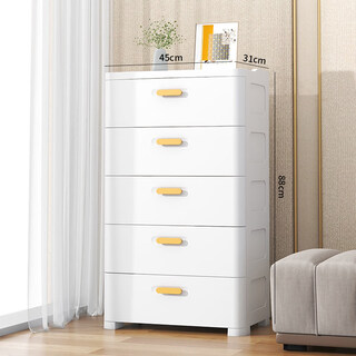Shantou lincun storage box drawer-type plastic box multi-layer storage box household chest of drawers wall storage cabinet integrated storage box large-five-layer white 45*31*88cm 1 piece 5a environmentally friendly pp material