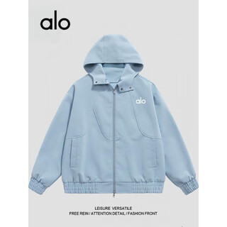 Alo american retro leather jacket men's spring and autumn trendy brand loose casual hooded motorcycle jacket trendy 838 hooded style light blue s 90-115jin jin equals 0.5 kg