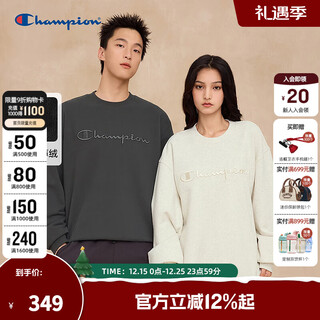 Champion champion round neck sweatshirt for men 2025 autumn new fashion brand three-dimensional embroidery logo women's couple wear trendy carbon gray l