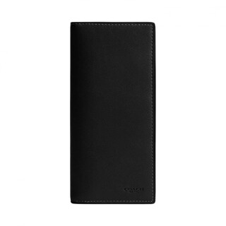 Coach breast pocket 9 brand logo flip closure natural grain leather wallet mini men's black 1 black 2