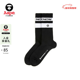 Aape flagship store accessories letter jacquard contrast striped mid-calf socks 5135xxp bkx/black l