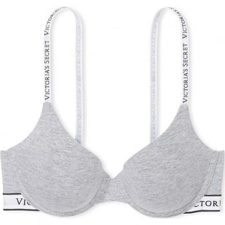 Victoria's secret 3/4 cup logo thin padded bra women's heather gray heather gray 4xl 34b