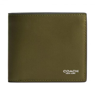 Coach 10 brand logo classic cowhide wallet men's green green 1 green 2