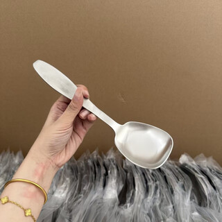 Shuke yinuo kitchen 304 steel heavy industry style soup spoon square head spoon for kitchen household high-looking meal sharing 304 heavy industry style square head spoon