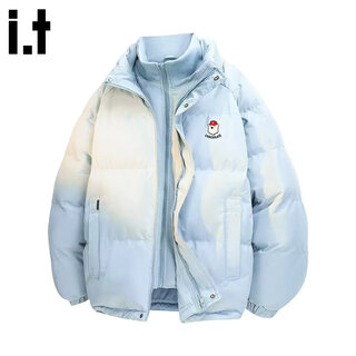 Chocoolate it invierno nueva chaqueta versátil informal cálida para hombre marca de moda estadounidense abrigo de algodón suelto de alta gama para parejas azul claro l recomendado 120-140 jin jin equivale a 0,5 kg